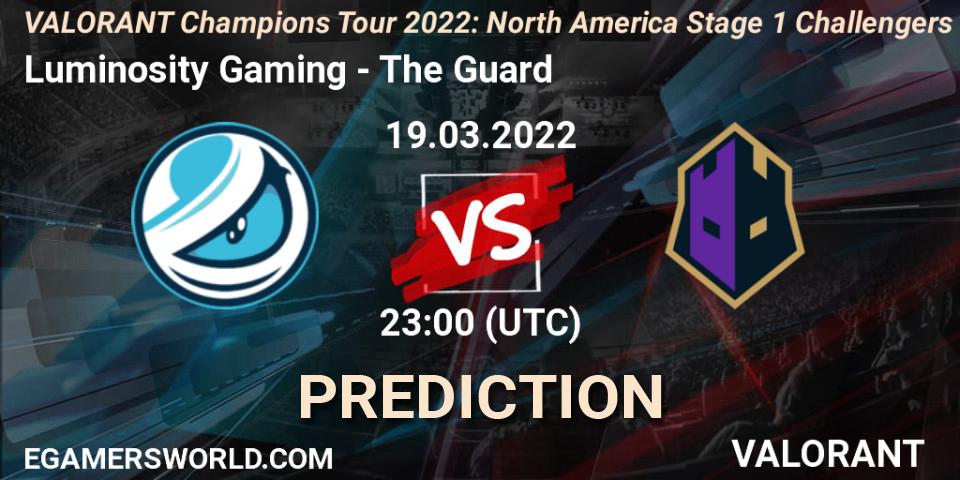 Luminosity Gaming - The Guard: прогноз. 19.03.2022 at 23:00, VALORANT, VCT 2022: North America Stage 1 Challengers