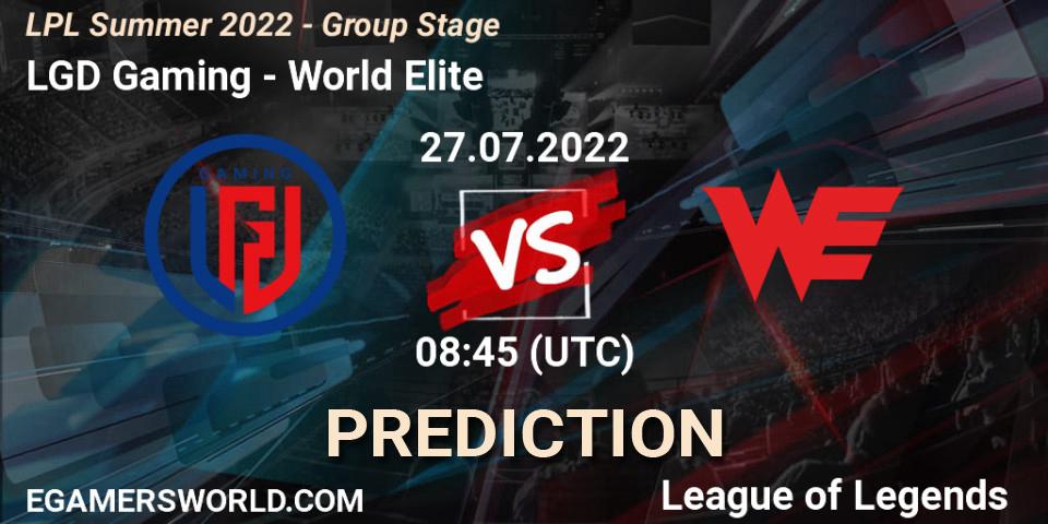 LGD Gaming - World Elite: прогноз. 27.07.2022 at 09:00, LoL, LPL Summer 2022 - Group Stage