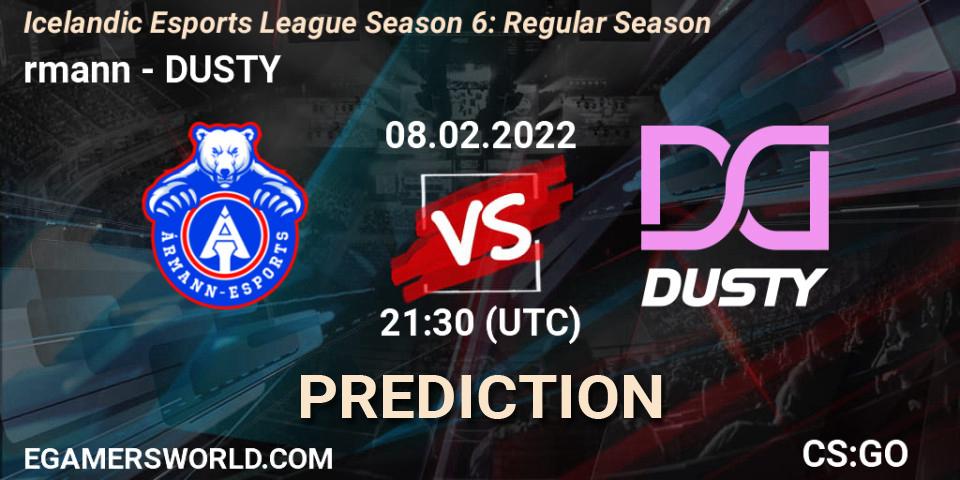 Ármann - DUSTY: прогноз. 08.02.2022 at 21:30, Counter-Strike (CS2), Icelandic Esports League Season 6: Regular Season