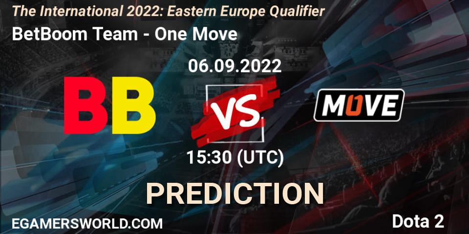 BetBoom Team - One Move: прогноз. 06.09.2022 at 15:31, Dota 2, The International 2022: Eastern Europe Qualifier