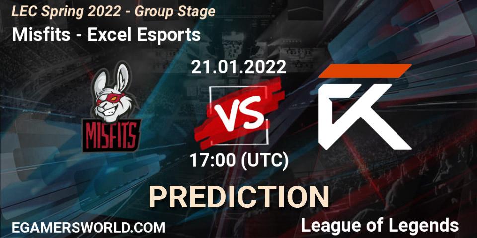 Misfits - Excel Esports: прогноз. 21.01.2022 at 17:00, LoL, LEC Spring 2022 - Group Stage