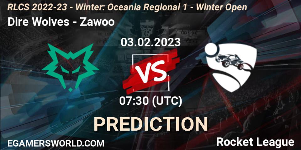 Dire Wolves - Zawoo: прогноз. 03.02.2023 at 07:30, Rocket League, RLCS 2022-23 - Winter: Oceania Regional 1 - Winter Open