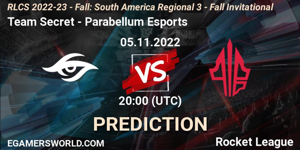 Team Secret - Parabellum Esports: прогноз. 05.11.2022 at 22:00, Rocket League, RLCS 2022-23 - Fall: South America Regional 3 - Fall Invitational