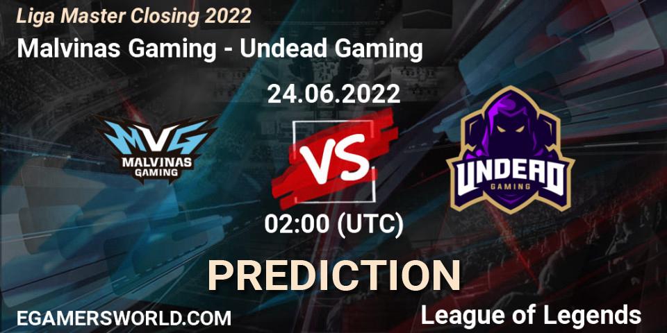 Malvinas Gaming - Undead Gaming: прогноз. 24.06.2022 at 02:00, LoL, Liga Master Closing 2022