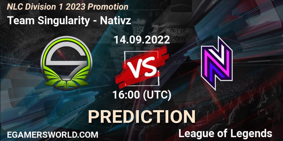 Team Singularity - Nativz: прогноз. 14.09.22, LoL, NLC Division 1 2023 Promotion