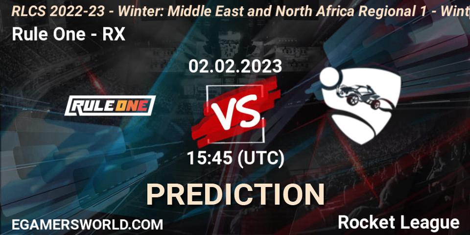 Rule One - RX: прогноз. 02.02.2023 at 15:45, Rocket League, RLCS 2022-23 - Winter: Middle East and North Africa Regional 1 - Winter Open