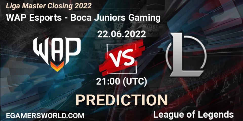 WAP Esports - Boca Juniors Gaming: прогноз. 22.06.2022 at 21:00, LoL, Liga Master Closing 2022