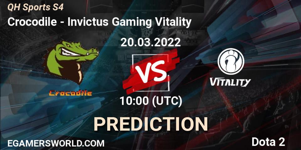 Crocodile - Invictus Gaming Vitality: прогноз. 20.03.2022 at 08:28, Dota 2, QH Sports S4