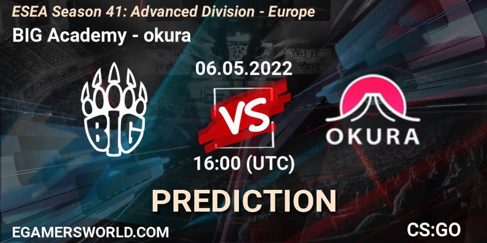 BIG Academy - okura: прогноз. 06.05.2022 at 16:00, Counter-Strike (CS2), ESEA Season 41: Advanced Division - Europe