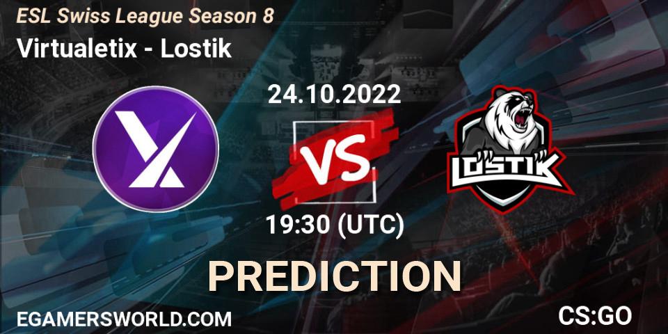 Virtualetix - Lostik: прогноз. 24.10.2022 at 19:30, Counter-Strike (CS2), ESL Swiss League Season 8