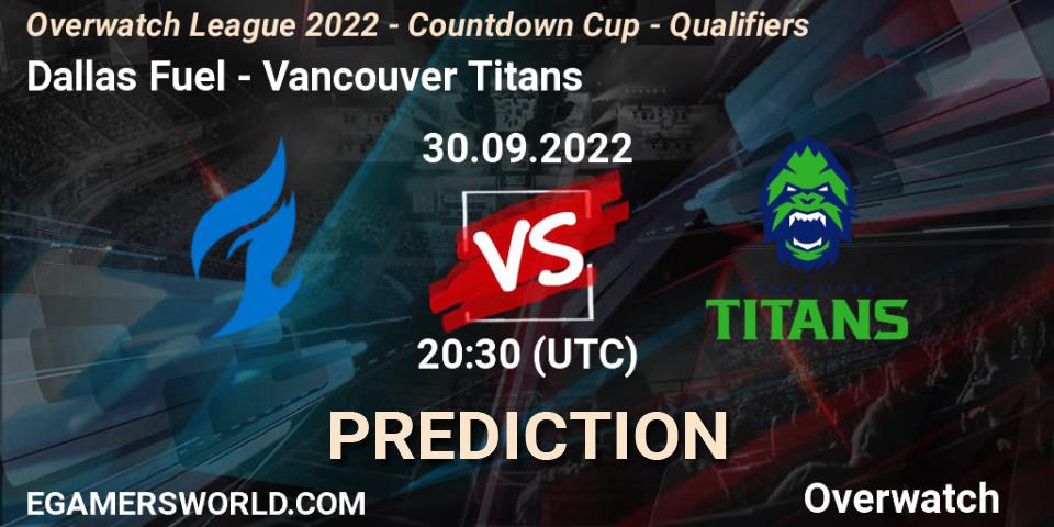 Dallas Fuel - Vancouver Titans: прогноз. 30.09.22, Overwatch, Overwatch League 2022 - Countdown Cup - Qualifiers