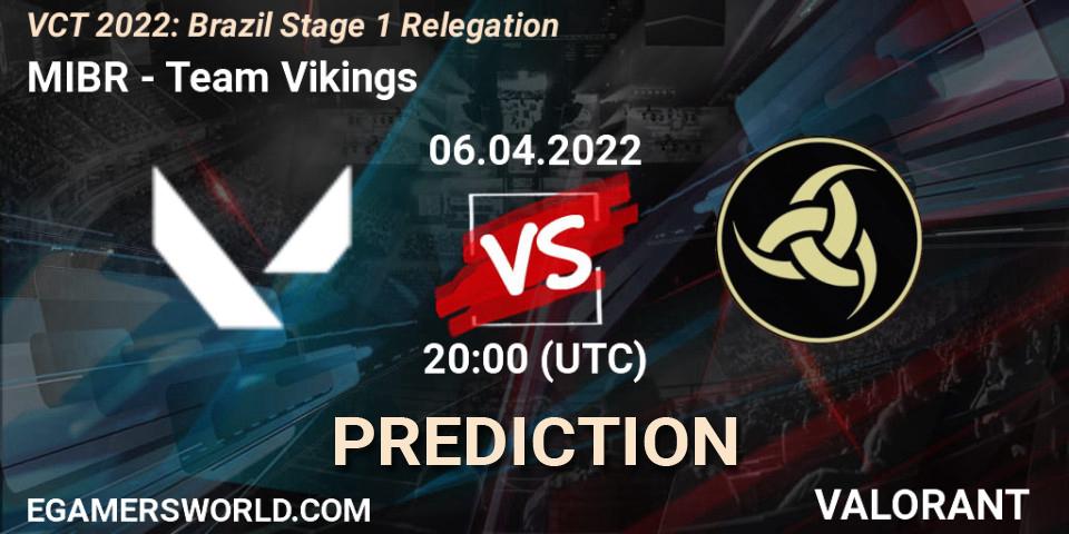 MIBR - Team Vikings: прогноз. 06.04.2022 at 20:00, VALORANT, VCT 2022: Brazil Stage 1 Relegation