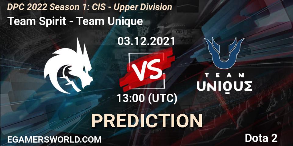 Team Spirit - Team Unique: прогноз. 03.12.2021 at 11:04, Dota 2, DPC 2022 Season 1: CIS - Upper Division