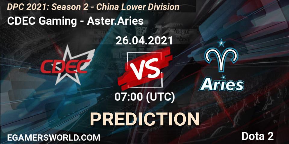 CDEC Gaming - Aster.Aries: прогноз. 26.04.2021 at 06:56, Dota 2, DPC 2021: Season 2 - China Lower Division