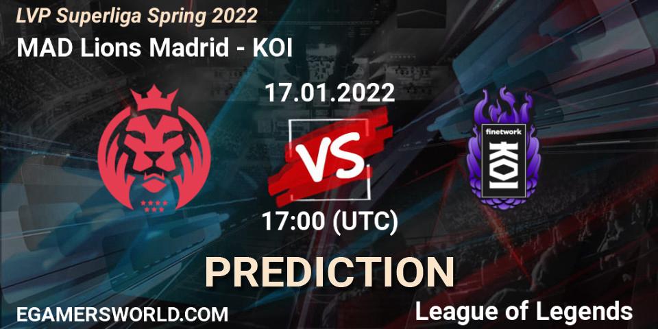 MAD Lions Madrid - KOI: прогноз. 17.01.2022 at 17:00, LoL, LVP Superliga Spring 2022