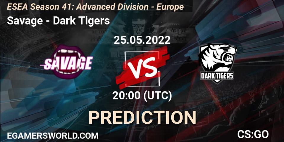 Savage - Dark Tigers: прогноз. 01.06.2022 at 18:00, Counter-Strike (CS2), ESEA Season 41: Advanced Division - Europe