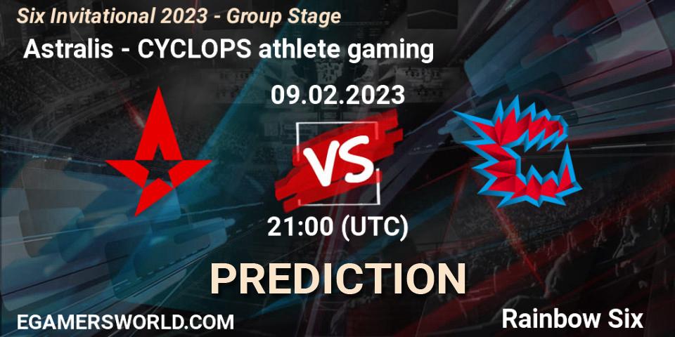  Astralis - CYCLOPS athlete gaming: прогноз. 09.02.2023 at 21:00, Rainbow Six, Six Invitational 2023 - Group Stage