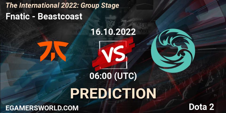 Fnatic - Beastcoast: прогноз. 16.10.2022 at 06:39, Dota 2, The International 2022: Group Stage
