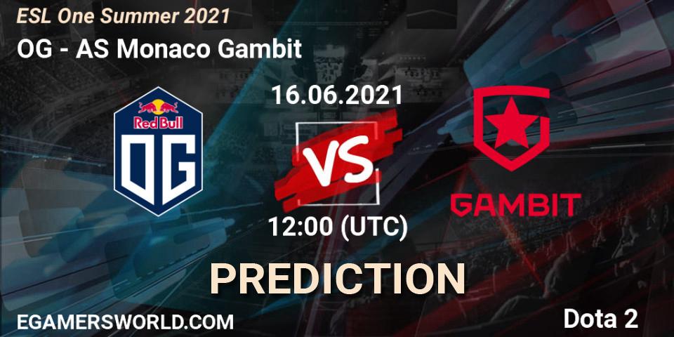 OG - AS Monaco Gambit: прогноз. 16.06.21, Dota 2, ESL One Summer 2021