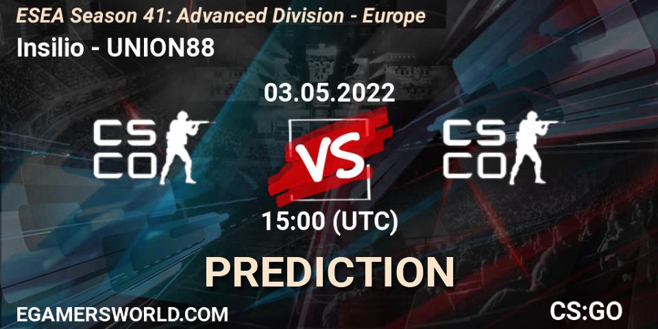 Insilio - UNION88: прогноз. 03.05.2022 at 15:00, Counter-Strike (CS2), ESEA Season 41: Advanced Division - Europe