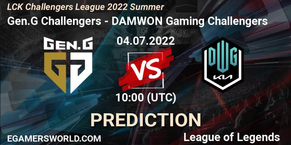 Gen.G Challengers - DAMWON Gaming Challengers: прогноз. 04.07.2022 at 10:00, LoL, LCK Challengers League 2022 Summer