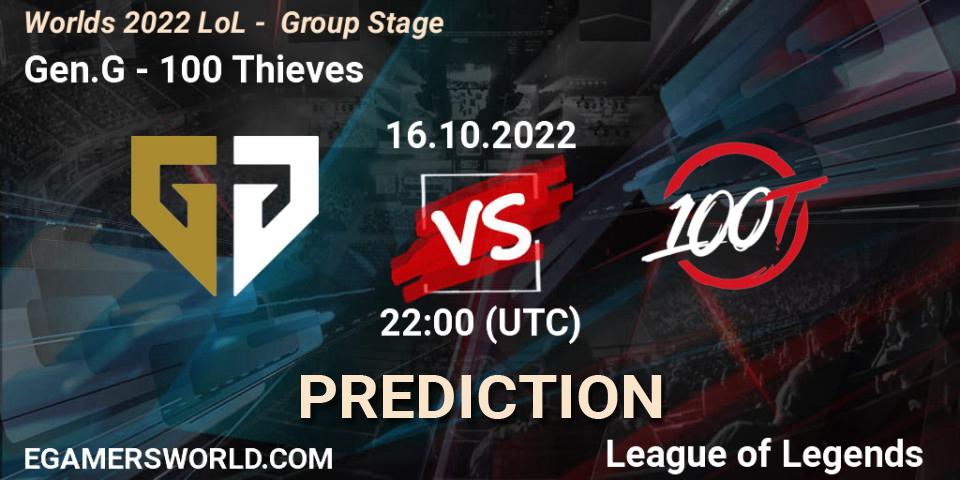 Gen.G - 100 Thieves: прогноз. 16.10.2022 at 22:00, LoL, Worlds 2022 LoL - Group Stage