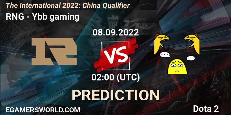 RNG - Ybb gaming: прогноз. 08.09.2022 at 02:07, Dota 2, The International 2022: China Qualifier