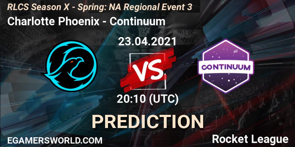 Charlotte Phoenix - Continuum: прогноз. 23.04.2021 at 20:50, Rocket League, RLCS Season X - Spring: NA Regional Event 3