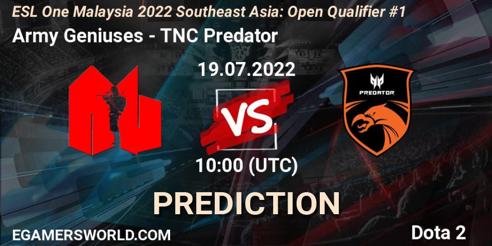 Army Geniuses - TNC Predator: прогноз. 19.07.22, Dota 2, ESL One Malaysia 2022 Southeast Asia: Open Qualifier #1
