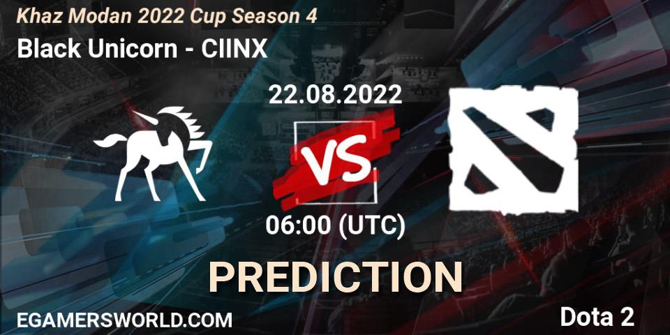 Black Unicorn - CIINX: прогноз. 22.08.2022 at 06:16, Dota 2, Khaz Modan 2022 Cup Season 4