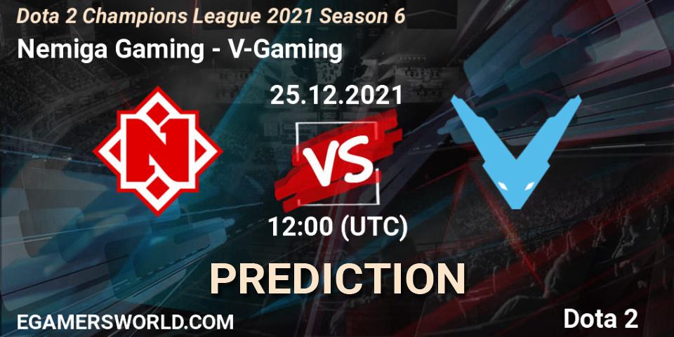 Nemiga Gaming - V-Gaming: прогноз. 27.12.2021 at 12:00, Dota 2, Dota 2 Champions League 2021 Season 6