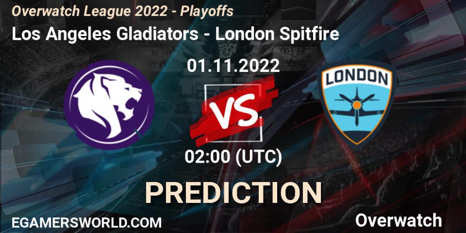 Los Angeles Gladiators - London Spitfire: прогноз. 01.11.2022 at 02:00, Overwatch, Overwatch League 2022 - Playoffs