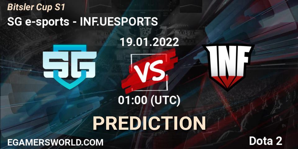 SG e-sports - INF.UESPORTS: прогноз. 19.01.2022 at 01:07, Dota 2, Bitsler Cup S1