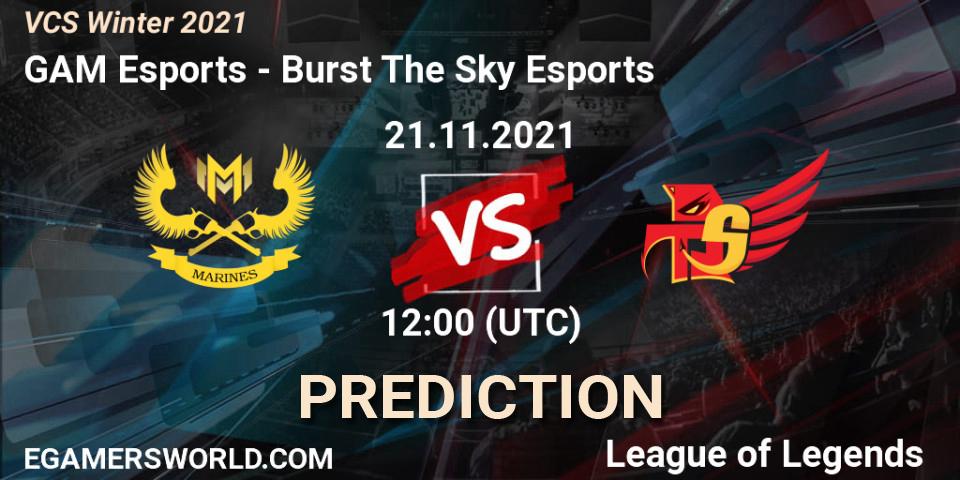 GAM Esports - Burst The Sky Esports: прогноз. 21.11.2021 at 12:00, LoL, VCS Winter 2021