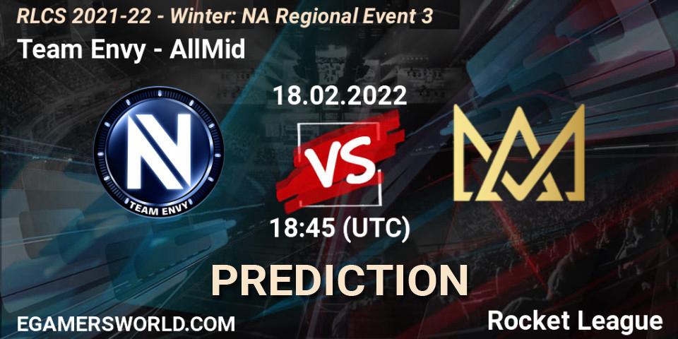Team Envy - AllMid: прогноз. 18.02.2022 at 18:45, Rocket League, RLCS 2021-22 - Winter: NA Regional Event 3