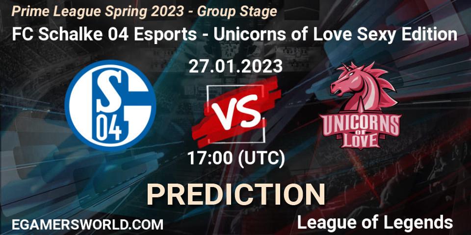 FC Schalke 04 Esports - Unicorns of Love Sexy Edition: прогноз. 27.01.2023 at 17:00, LoL, Prime League Spring 2023 - Group Stage