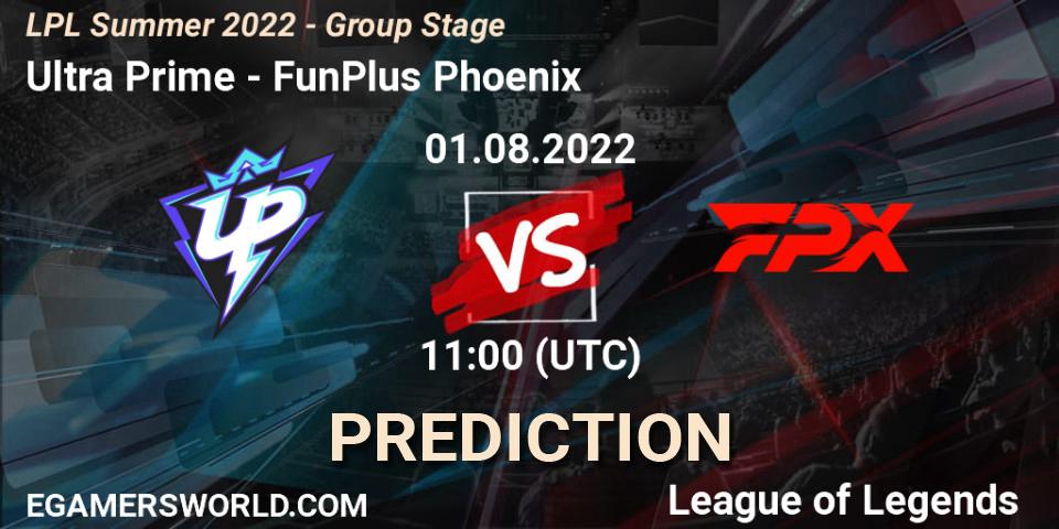 Ultra Prime - FunPlus Phoenix: прогноз. 01.08.2022 at 11:00, LoL, LPL Summer 2022 - Group Stage