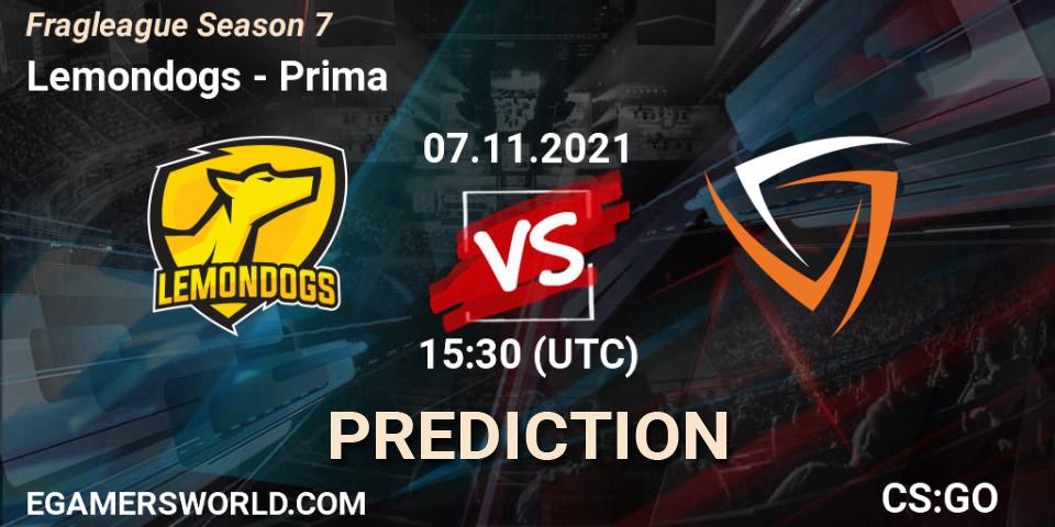 Lemondogs - Prima: прогноз. 10.11.2021 at 17:30, Counter-Strike (CS2), Fragleague Season 7