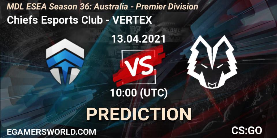 Chiefs Esports Club - VERTEX: прогноз. 13.04.2021 at 10:00, Counter-Strike (CS2), MDL ESEA Season 36: Australia - Premier Division