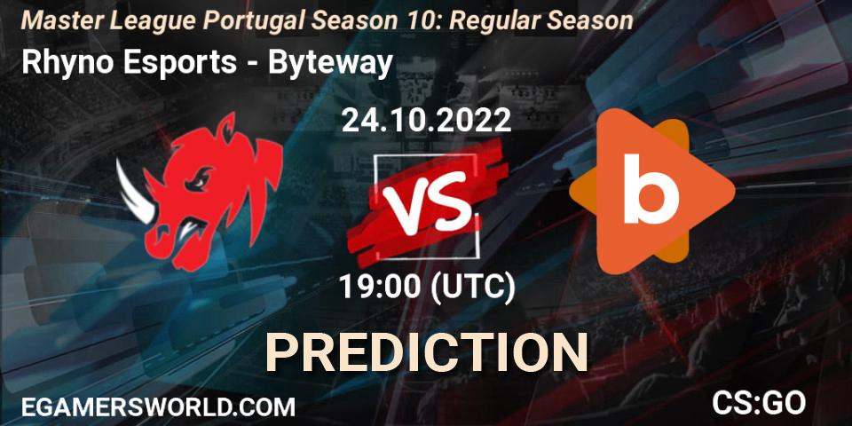 Rhyno Esports - Byteway: прогноз. 24.10.2022 at 19:00, Counter-Strike (CS2), Master League Portugal Season 10: Regular Season