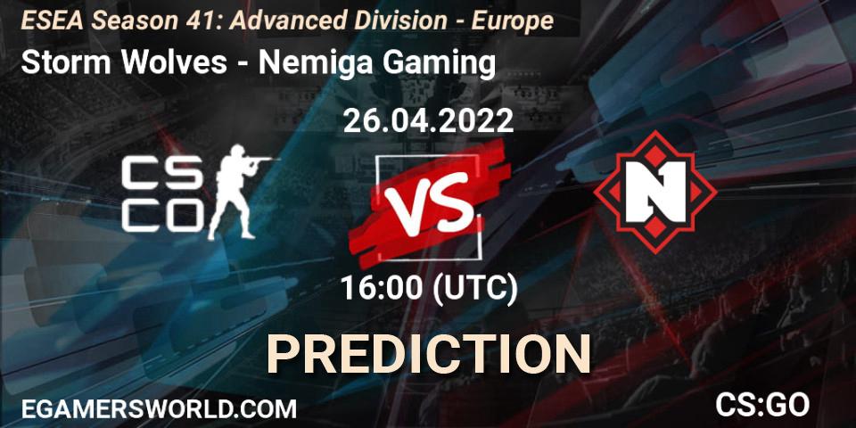 Storm Wolves - Nemiga Gaming: прогноз. 26.04.2022 at 16:00, Counter-Strike (CS2), ESEA Season 41: Advanced Division - Europe