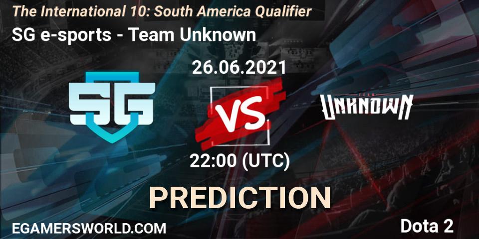 SG e-sports - Team Unknown: прогноз. 26.06.21, Dota 2, The International 10: South America Qualifier