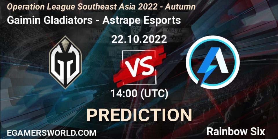 Gaimin Gladiators - Astrape Esports: прогноз. 22.10.2022 at 14:00, Rainbow Six, Operation League Southeast Asia 2022 - Autumn