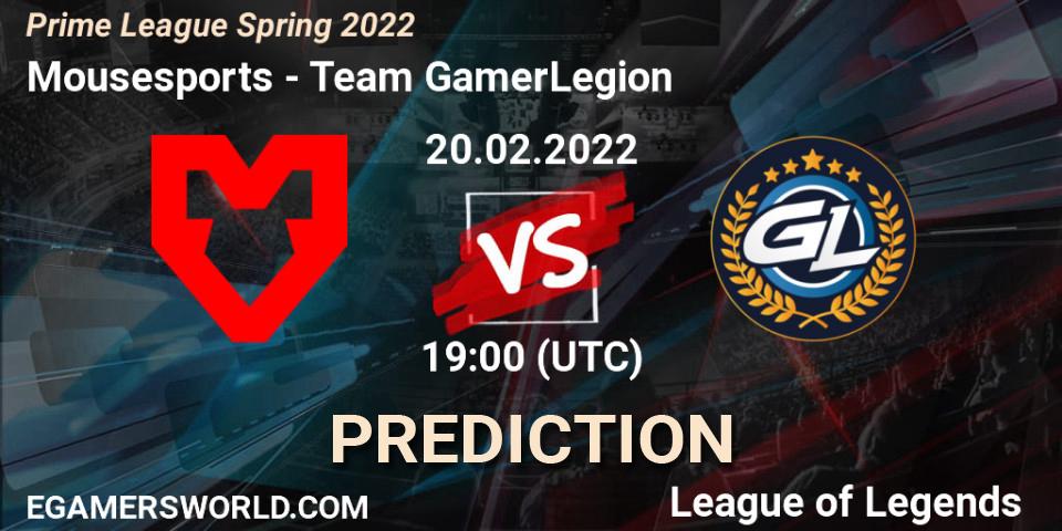 Mousesports - Team GamerLegion: прогноз. 20.02.2022 at 19:00, LoL, Prime League Spring 2022