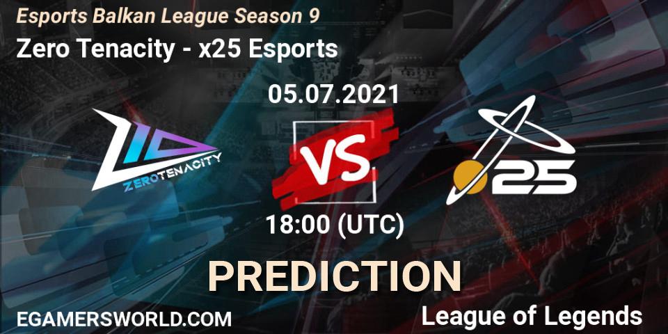 Zero Tenacity - x25 Esports: прогноз. 05.07.2021 at 18:00, LoL, Esports Balkan League Season 9