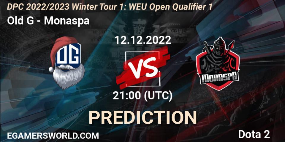Old G - Monaspa: прогноз. 12.12.2022 at 21:00, Dota 2, DPC 2022/2023 Winter Tour 1: WEU Open Qualifier 1
