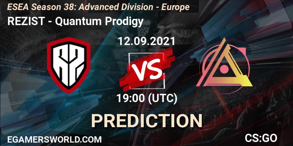 REZIST - Quantum Prodigy: прогноз. 12.09.2021 at 19:00, Counter-Strike (CS2), ESEA Season 38: Advanced Division - Europe
