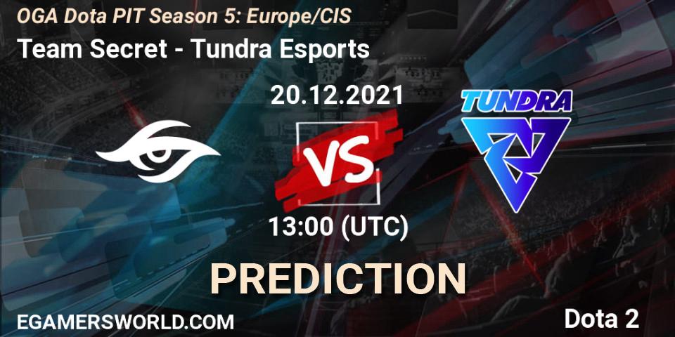Team Secret - Tundra Esports: прогноз. 20.12.21, Dota 2, OGA Dota PIT Season 5: Europe/CIS