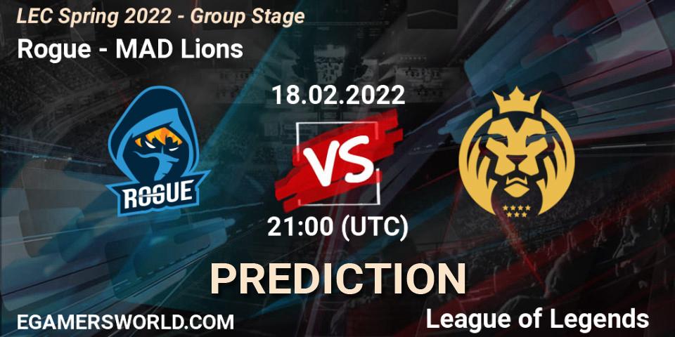 Rogue - MAD Lions: прогноз. 18.02.2022 at 21:10, LoL, LEC Spring 2022 - Group Stage
