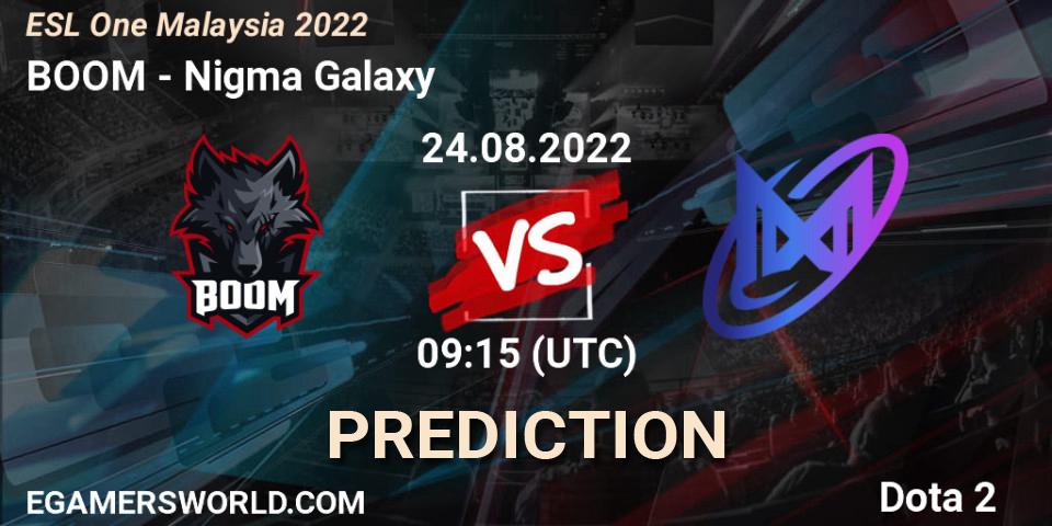 BOOM - Nigma Galaxy: прогноз. 24.08.22, Dota 2, ESL One Malaysia 2022